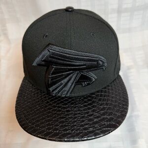 RARE Black Out Atlanta Falcons New Era 59Fifty NFL Hat Cap One Size ATL